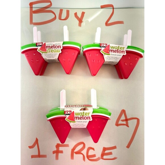 2 Packs 1 Free JOIE WATERMELON SLICE SHAPED FREEZE POPS (MAKES 16) - Picture 1 of 3